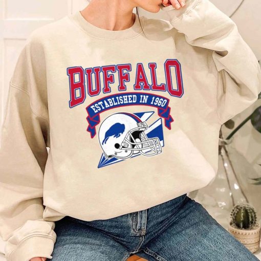 T Sweatshirt Women 1 TS0306 Buffalo Established In 1960 Vintage Football Team Buffalo Bills T Shirt