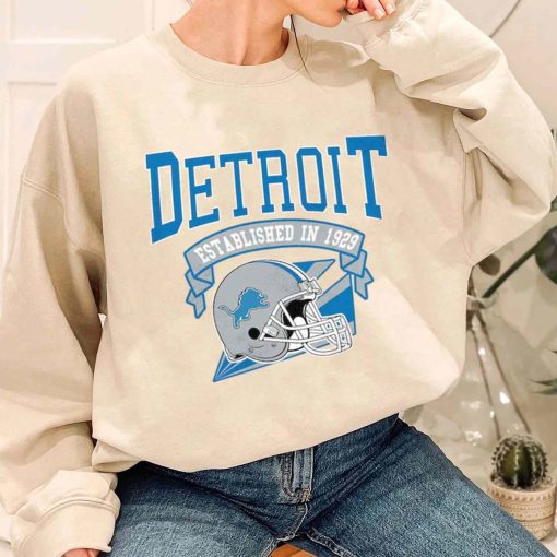 T Sweatshirt Women 1 TS0310 Detroit Established In 1929 Vintage Football Team Detroit Lions T Shirt