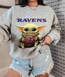 T Sweatshirt Women 2 DSBB03 Baby Yoda Hold Duke Ball Baltimore Ravens T Shirt