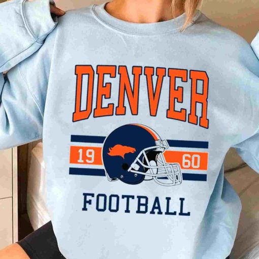 T Sweatshirt Women 3 TS0102 Denver Football Vintage Crewneck Sweatshirt Denver Broncos