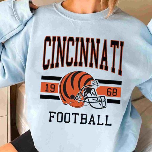T Sweatshirt Women 3 TS0103 Cincinnati Football Vintage Crewneck Sweatshirt Cincinnati Bengals