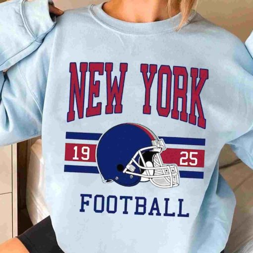 T Sweatshirt Women 3 TS0104 New York Football Vintage Crewneck Sweatshirt New York Giants