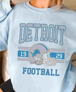 T Sweatshirt Women 3 TS0106 Detroit Football Vintage Crewneck Sweatshirt Detroit Lions