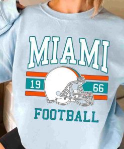 T Sweatshirt Women 3 TS0107 Miami Football Vintage Crewneck Sweatshirt Miami Dolphins