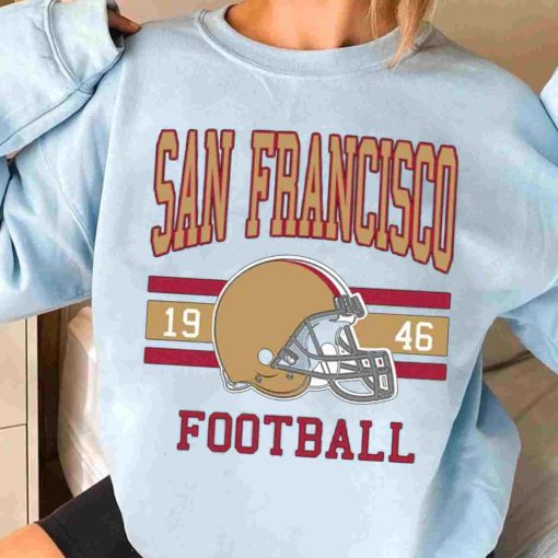 T Sweatshirt Women 3 TS0111 San Francisco Football Vintage Crewneck Sweatshirt San Francisco 49ers