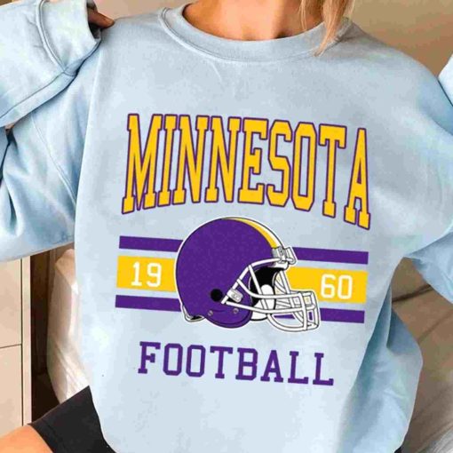 T Sweatshirt Women 3 TS0112 Minnesota Football Vintage Crewneck Sweatshirt Minnesota Vikings