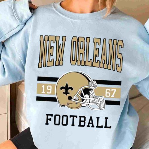 T Sweatshirt Women 3 TS0114 New Orleans Football Vintage Crewneck Sweatshirt New Orleans Saints