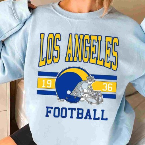 T Sweatshirt Women 3 TS0115 Los Angeles Football Vintage Crewneck Sweatshirt Los Angeles Rams