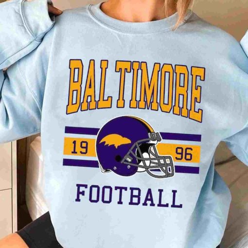 T Sweatshirt Women 3 TS0122 Baltimore Football Vintage Crewneck Sweatshirt Baltimore Ravens