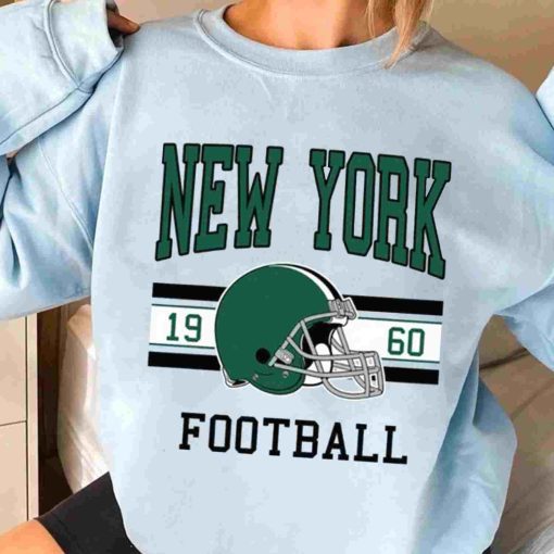 T Sweatshirt Women 3 TS0125 New York Football Vintage Crewneck Sweatshirt New York Jets