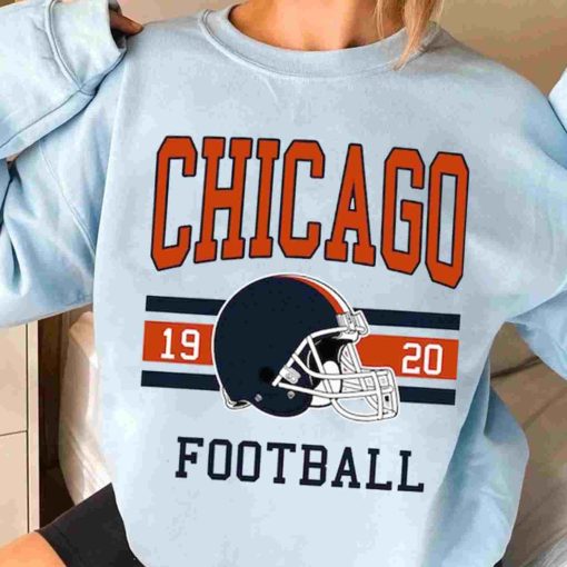 T Sweatshirt Women 3 TS0126 Chicago Football Vintage Crewneck Sweatshirt Chicago Bears