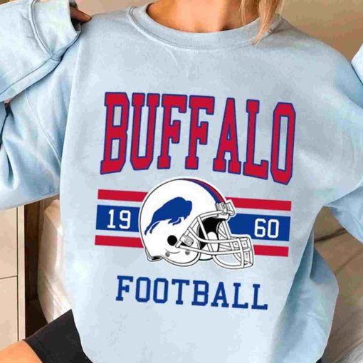 T Sweatshirt Women 3 TS0127 Buffalo Football Vintage Crewneck Sweatshirt Buffalo Bills