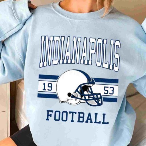 T Sweatshirt Women 3 TS0131 Indianapolis Football Vintage Crewneck Sweatshirt Indianapolis Colts