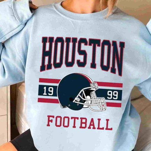 T Sweatshirt Women 3 TS0132 Houston Football Vintage Crewneck Sweatshirt Houston Texans