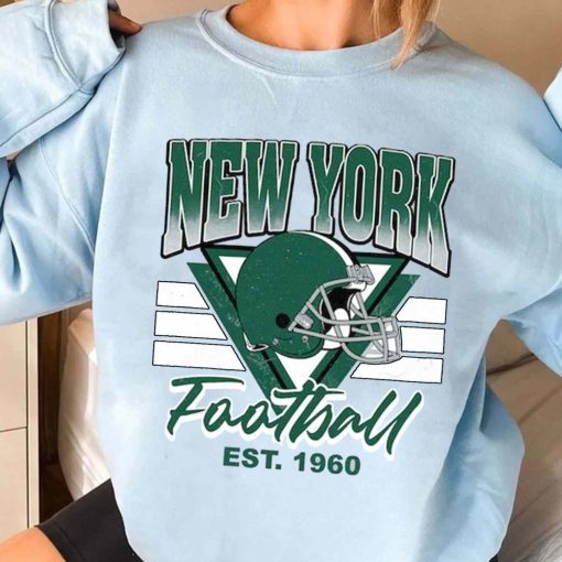 T Sweatshirt Women 3 TS0212 Jets Helmets NFL Sunday Retro New York Jets T Shirt