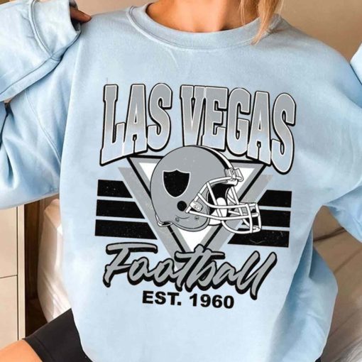 T Sweatshirt Women 3 TS0220 Las Vegas Helmets NFL Sunday Retro Las Vegas Raiders T Shirt