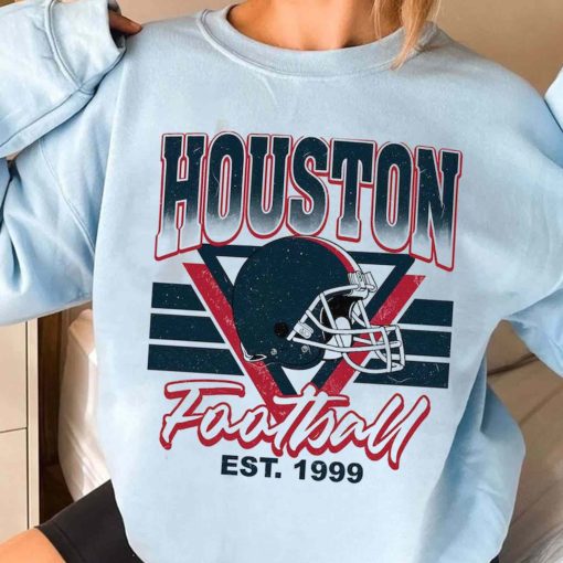 T Sweatshirt Women 3 TS0226 Houston Helmets NFL Sunday Retro Houston Texans T Shirt