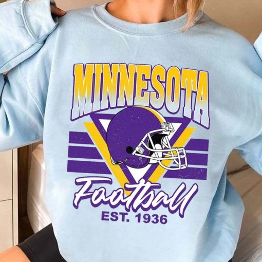 T Sweatshirt Women 3 TS0231 Minnesota Helmets NFL Sunday Retro Minnesota Vikings T Shirt