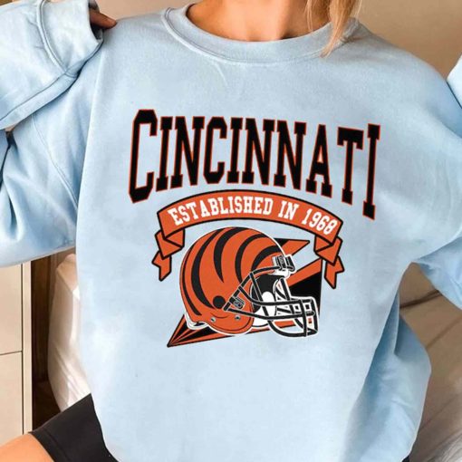 T Sweatshirt Women 3 TS0303 Cincinnati Established In 1968 Vintage Football Team Cincinnati Bengals T Shirt