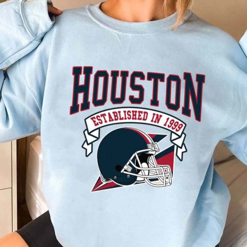 T Sweatshirt Women 3 TS0312 Houston Established In 1999 Vintage Football Team Houston Texans T Shirt