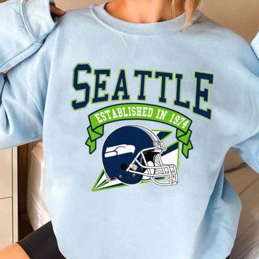 T Sweatshirt Women 3 TS0314 Seattle Established In 1974 Vintage Football Team Seattle Seahawks T Shirt