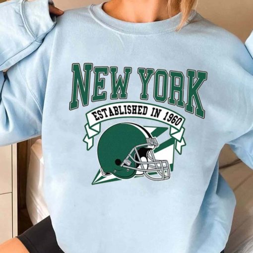 T Sweatshirt Women 3 TS0316 New York Established In 1960 Vintage Football Team New York Jets T Shirt
