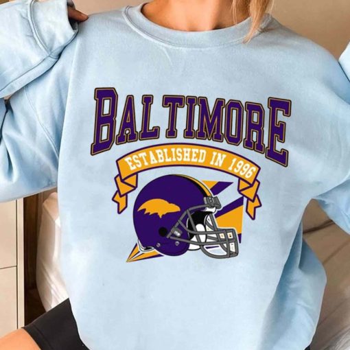 T Sweatshirt Women 3 TS0318 Baltimore Established In 1996 Vintage Football Team Baltimore Ravens T Shirt