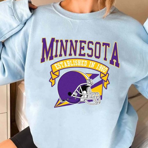T Sweatshirt Women 3 TS0319 Minnesota Established In 1960 Vintage Football Team Minnesota Vikings T Shirt
