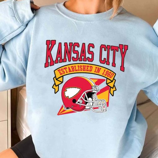 T Sweatshirt Women 3 TS0329 Kansas City Established In 1960 Vintage Football Team Kansas City Chiefs T Shirt