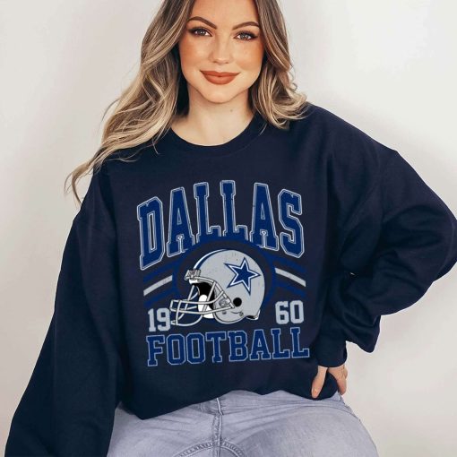 T Sweatshirt Women 5 DSHLM09 Vintage Sunday Helmet Football Dallas Cowboys T Shirt
