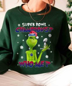 T Sweatshirt Women 6 TSGR04 Grinch Who Me Super Bowl Champions Buffalo Bills T Shirt