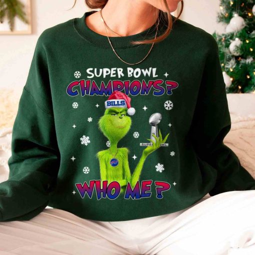 T Sweatshirt Women 6 TSGR04 Grinch Who Me Super Bowl Champions Buffalo Bills T Shirt