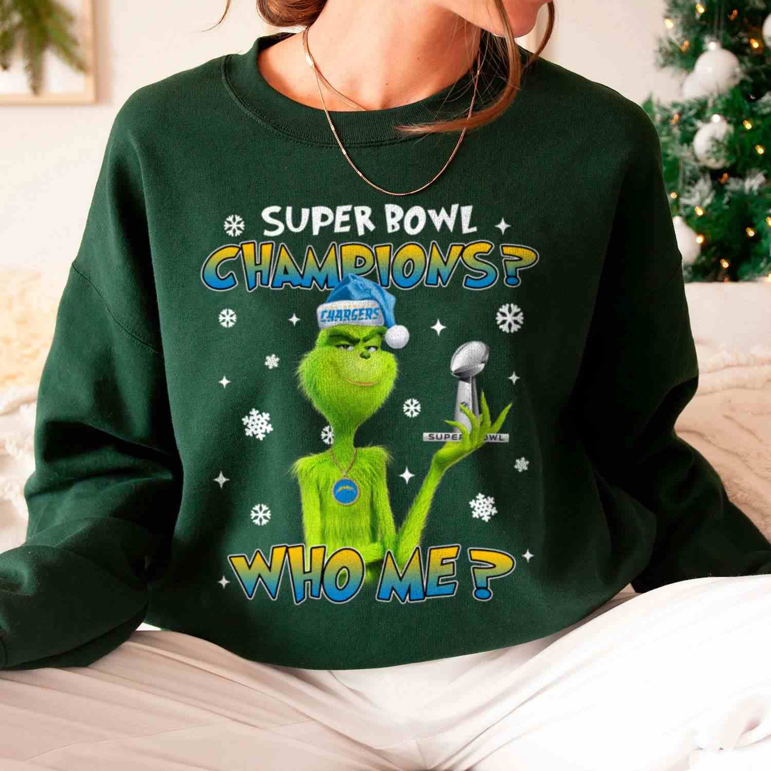 Grinch Who Me Super Bowl Champions Los Angeles Chargers T-Shirt