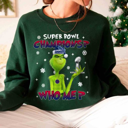 T Sweatshirt Women 6 TSGR24 Grinch Who Me Super Bowl Champions New York Giants T Shirt