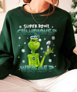 T Sweatshirt Women 6 TSGR25 Grinch Who Me Super Bowl Champions New York Jets T Shirt