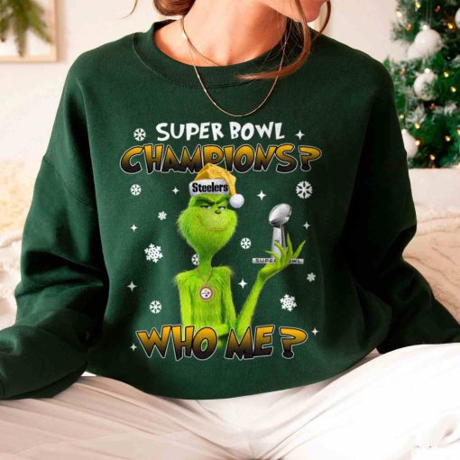 T Sweatshirt Women 6 TSGR27 Grinch Who Me Super Bowl Champions Pittsburgh Steelers T Shirt