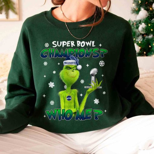 T Sweatshirt Women 6 TSGR29 Grinch Who Me Super Bowl Champions Seattle Seahawks T Shirt