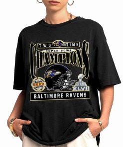 Shirt Women 0 TSBN166 Two Time Super Bowl Champions Baltimore Ravens T Shirt
