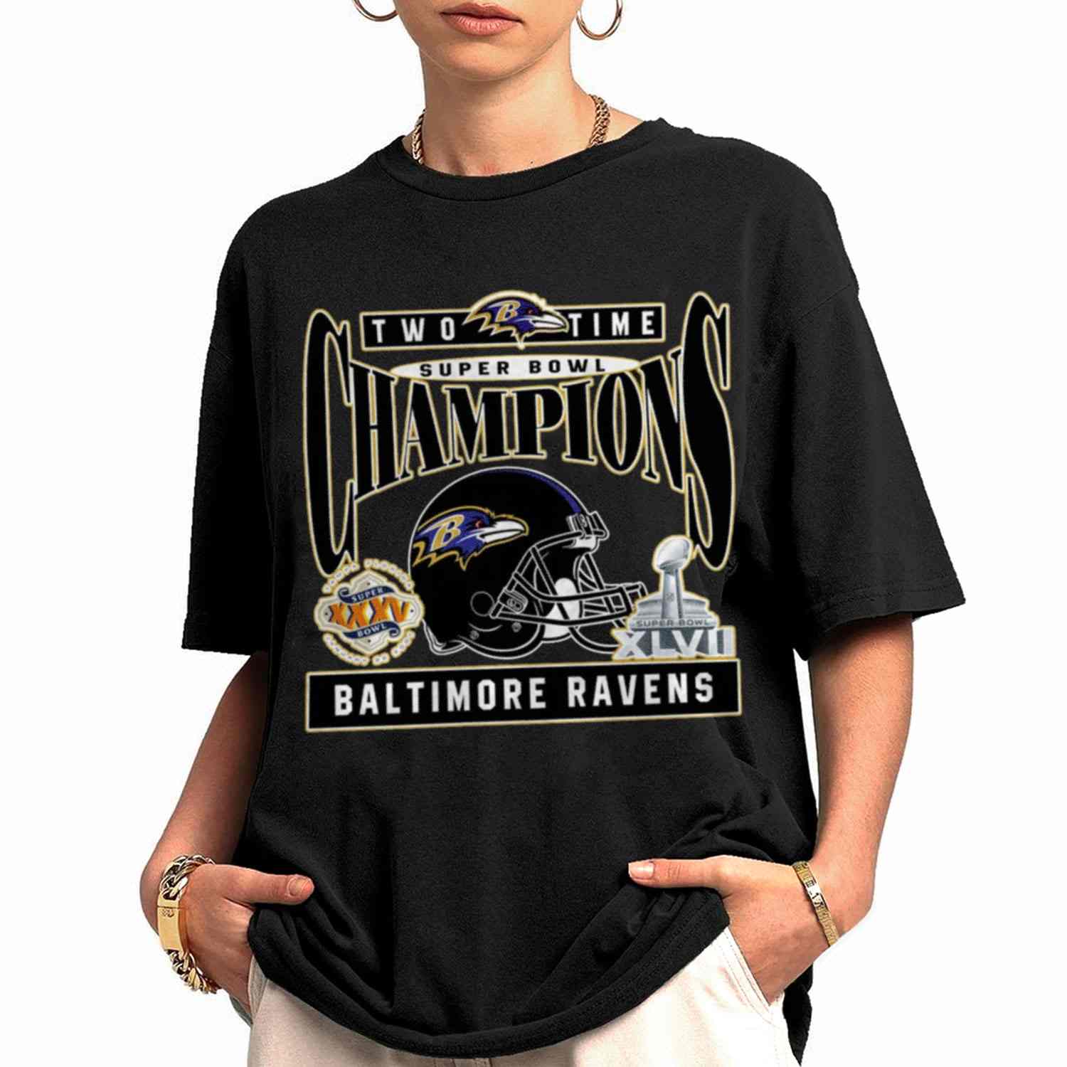 Two Time Super Bowl Champions Baltimore Ravens T-Shirt