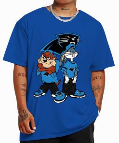 T Shirt Color DSBN076 Looney Tunes Bugs And Taz Carolina Panthers T Shirt
