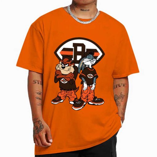T Shirt Color DSBN123 Looney Tunes Bugs And Taz Cleveland Browns T Shirt