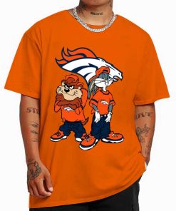 T Shirt Color DSBN154 Looney Tunes Bugs And Taz Denver Broncos T Shirt