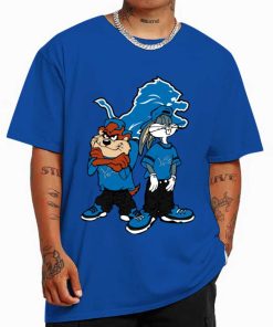 T Shirt Color DSBN163 Looney Tunes Bugs And Taz Detroit Lions T Shirt