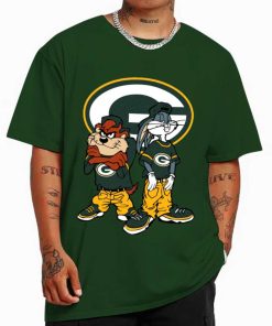 T Shirt Color DSBN183 Looney Tunes Bugs And Taz Green Bay Packers T Shirt