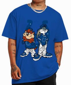 T Shirt Color DSBN223 Looney Tunes Bugs And Taz Indianapolis Colts T Shirt