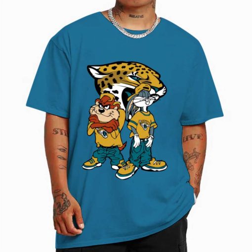 T Shirt Color DSBN227 Looney Tunes Bugs And Taz Jacksonville Jaguars T Shirt