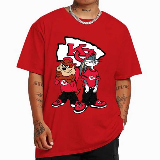 T Shirt Color DSBN251 Looney Tunes Bugs And Taz Kansas City Chiefs T Shirt