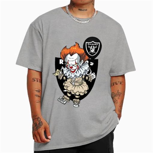 T Shirt Color DSBN266 It Clown Pennywise Las Vegas Raiders T Shirt