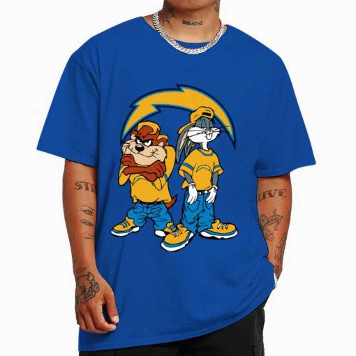 T Shirt Color DSBN282 Looney Tunes Bugs And Taz Los Angeles Chargers T Shirt