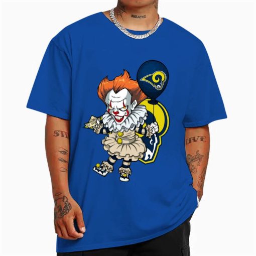 T Shirt Color DSBN291 It Clown Pennywise Los Angeles Rams T Shirt